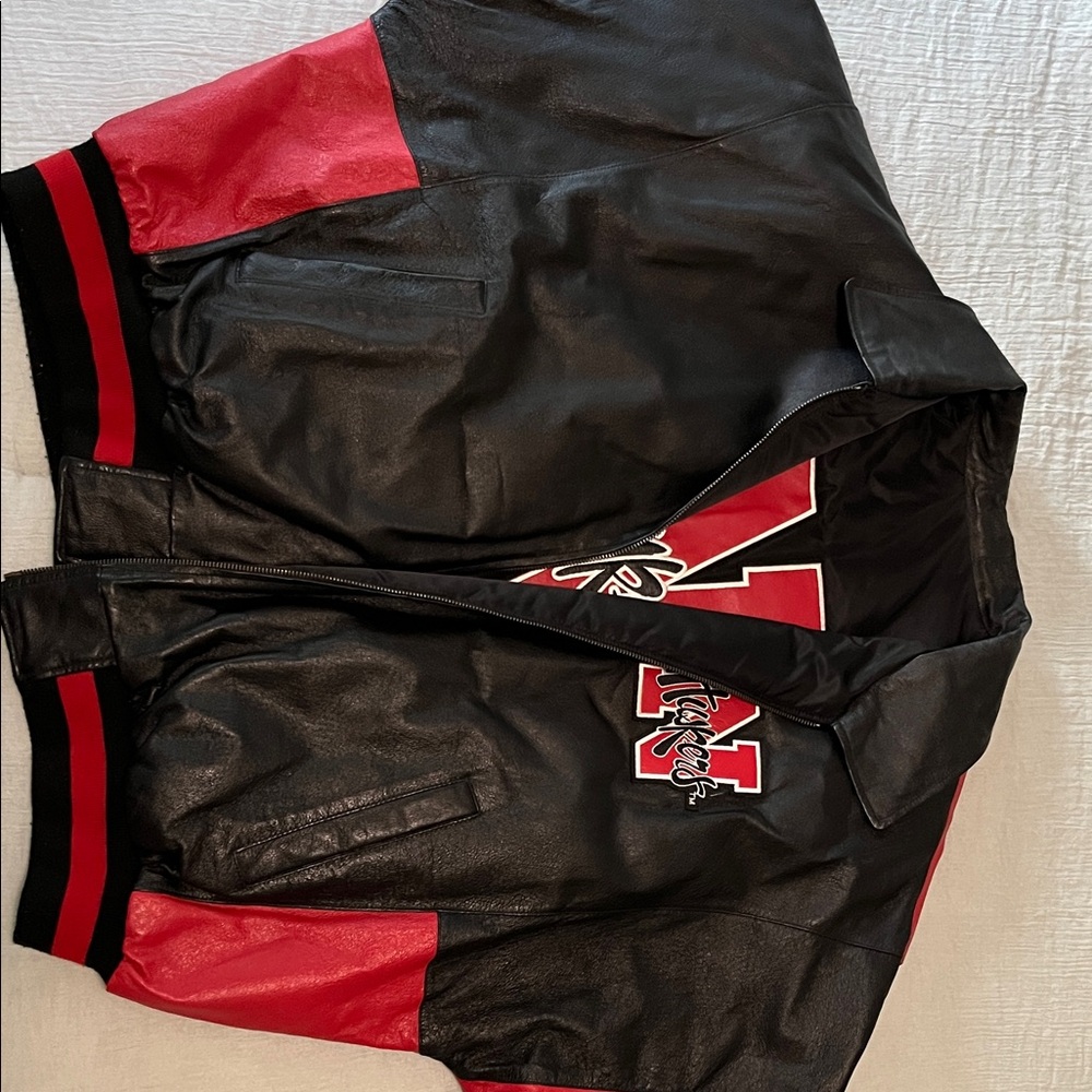 Nebraska reversible leather and sateen Black and Red Leather Jacket